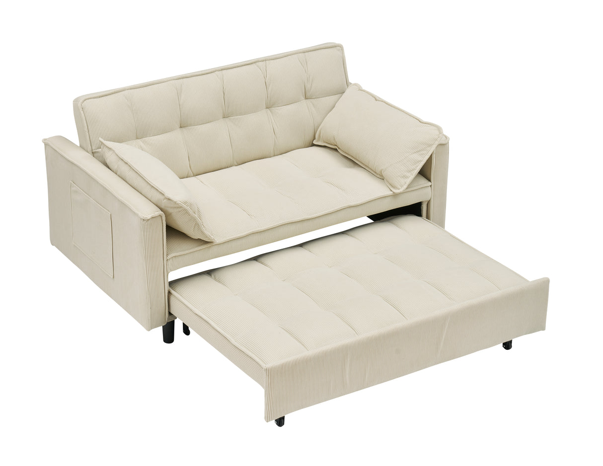 54.30-inch Love Seat with Pull Out Bed - beige