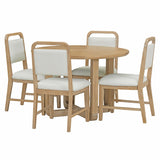 5-Piece Dining Set with Radial Wood Grain Design and 4 Upholstered Chairs for Dining Room and Kitchen (Natural Wood Wash)