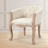 French Country Accent Chair With Carved Legs - Beige