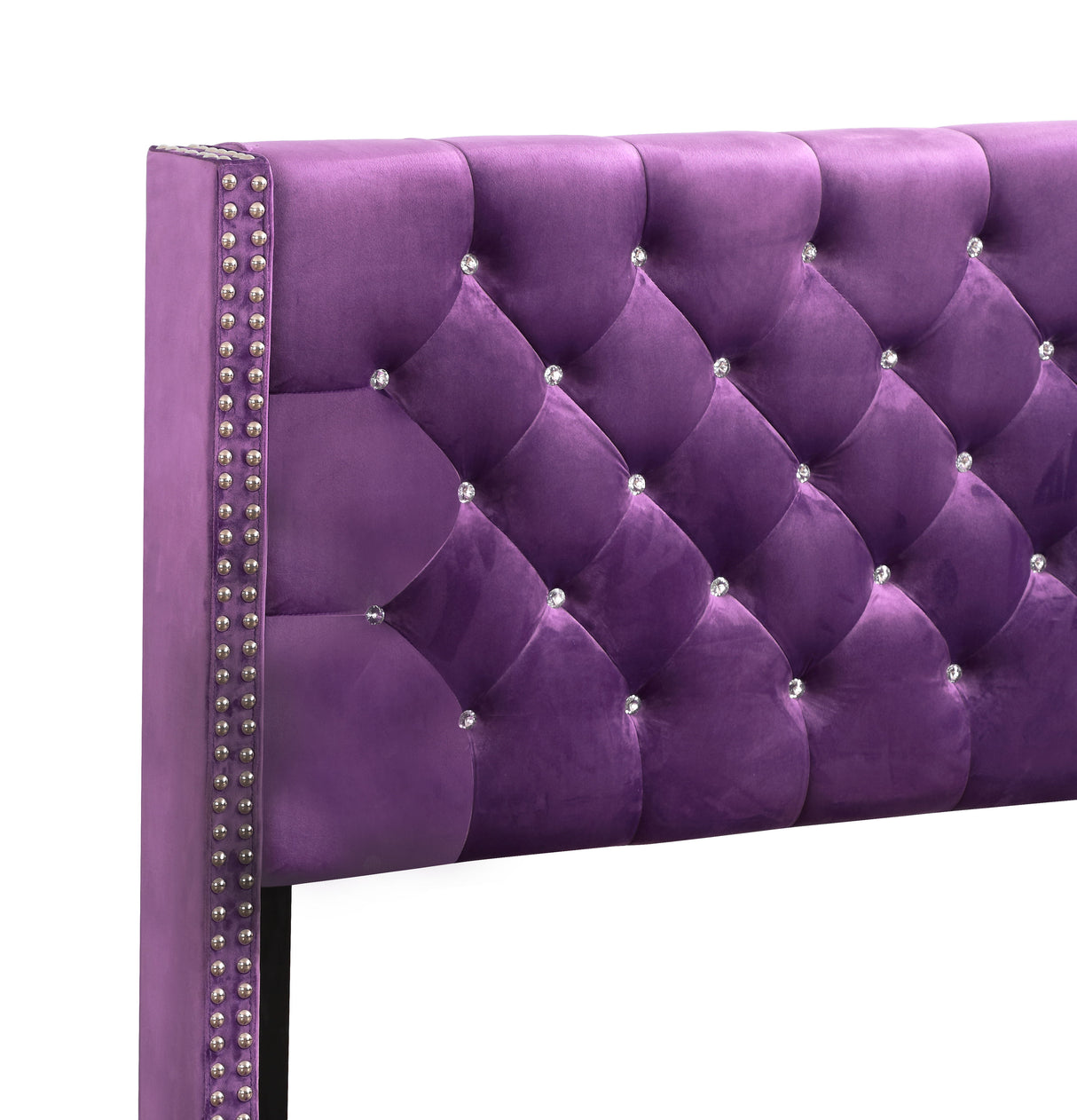 Julie - Upholstered Bed With Faux Diamonds