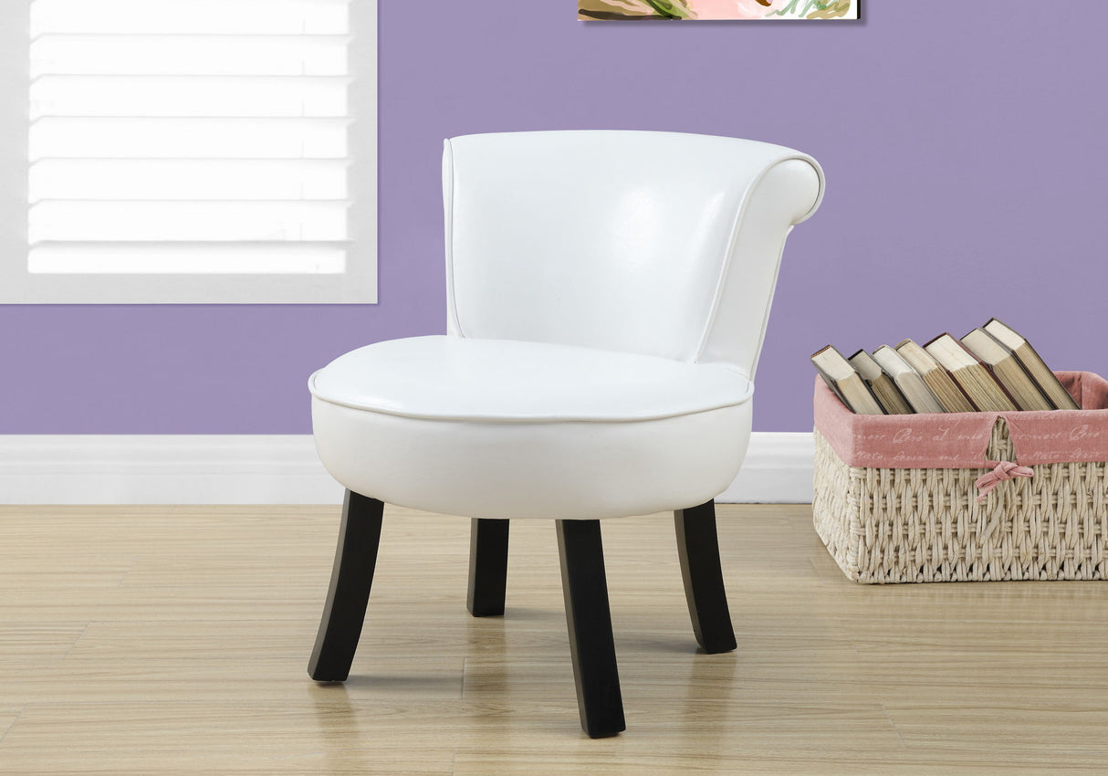 Juvenile Chair, Accent, Kids, Upholstered Leather Look, Contemporary, Modern - White