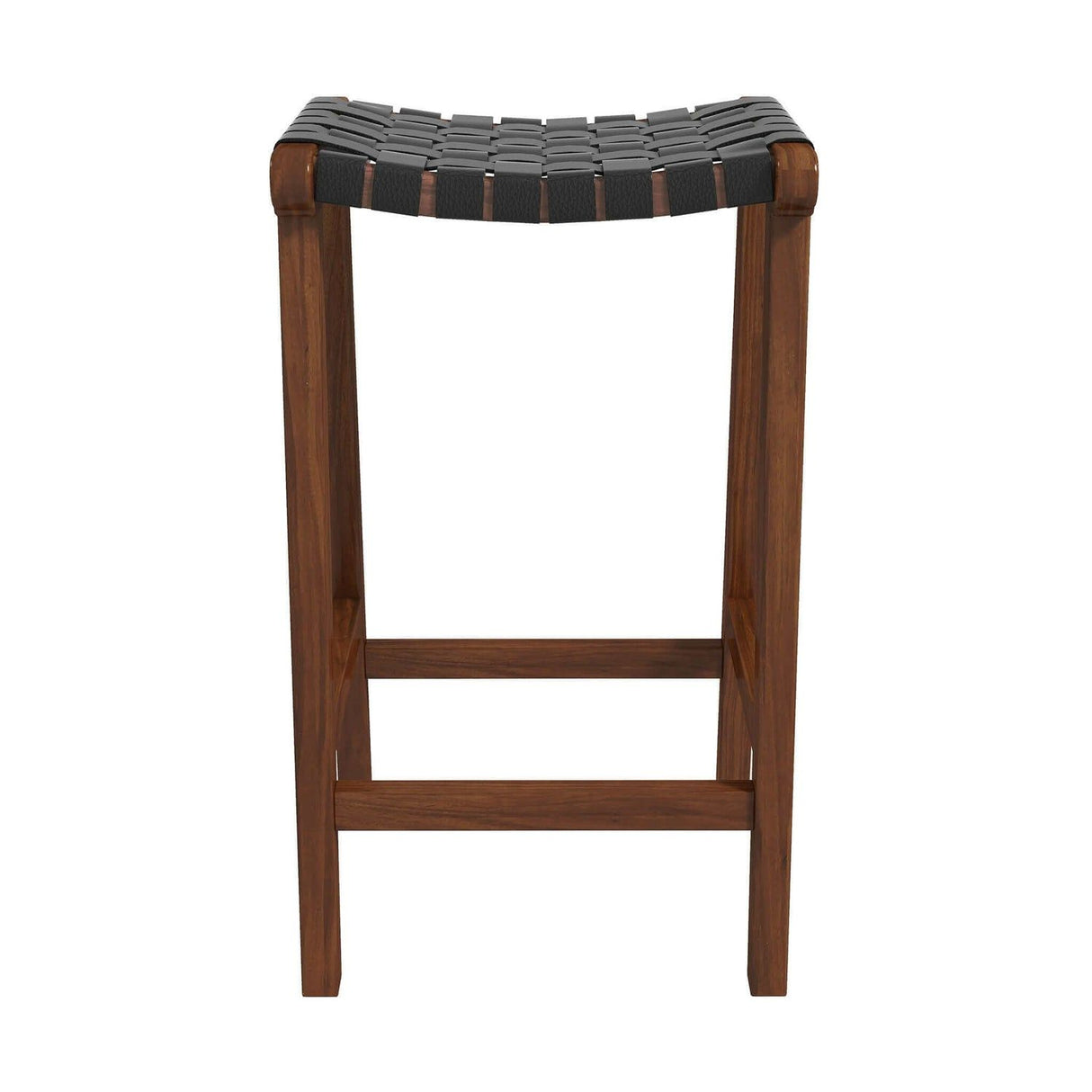 James - Mid-Century Modern Leather Bar Stool - Black