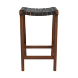 James - Mid-Century Modern Leather Bar Stool - Black