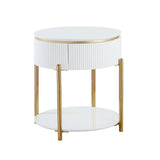 Daveigh - High Gloss End Table - Gold / White