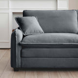 Two-Piece Corduroy Living Room Set (Sofa and Love Seat) - Gray