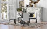 Dining Set with Faux Marble Top and 4 Upholstered Chairs (White+Gray)