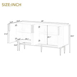 Modern Elegant 4 Door Sideboard Gold Metal Handle Buffet Cabinet For Dining Room, Living Room, Bedroom, Hallway