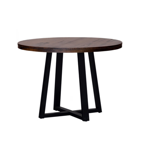 Rustic Distressed Solid Wood Round Dining Table