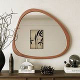 Asymmetrical Framed Mirror - Natural Wood