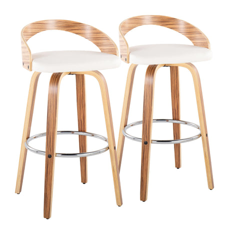 Grotto - Contemporary Fixed Height Barstool With Swivel With Round Footrest (Set of 2)