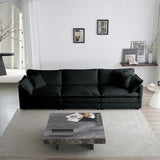 Modern Chenille 3 Piece Living Room Set - Black