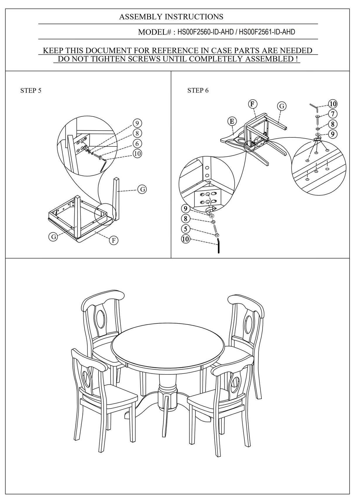 5 PC Round Dining Room Set with 4 Side Chairs - Black