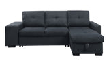 Lucas - Linen Sleeper Sofa With Reversible Storage Chaise - Dark Gray