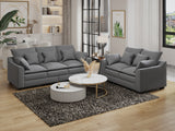 2 Piece Living Room Set Including Sofa and Love seat with Pillows - Grey