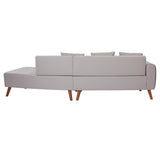 107" Contemporary Sofa with a Round Storage Ottoman and Three Removable Pillows - Grey