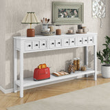 Rustic Entryway Console Table Long Sofa Table With Two Different Size Drawers And Bottom Shelf For Storage