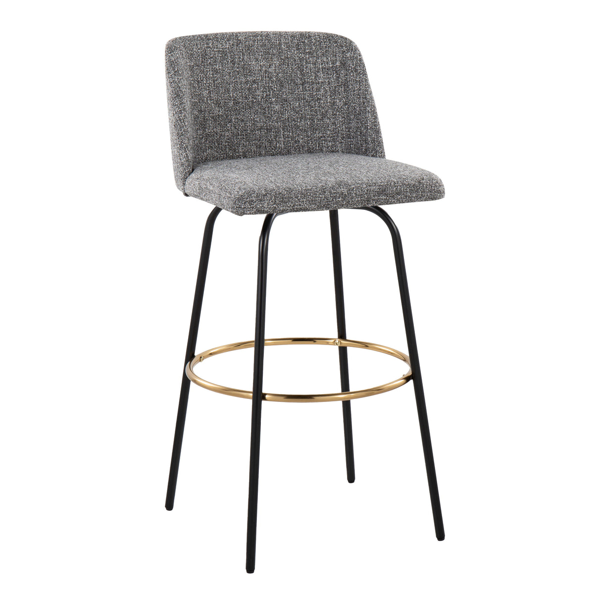 Toriano - Contemporary Fixed Height, Barstool With Swivel & Round Footrest (Set of 2)