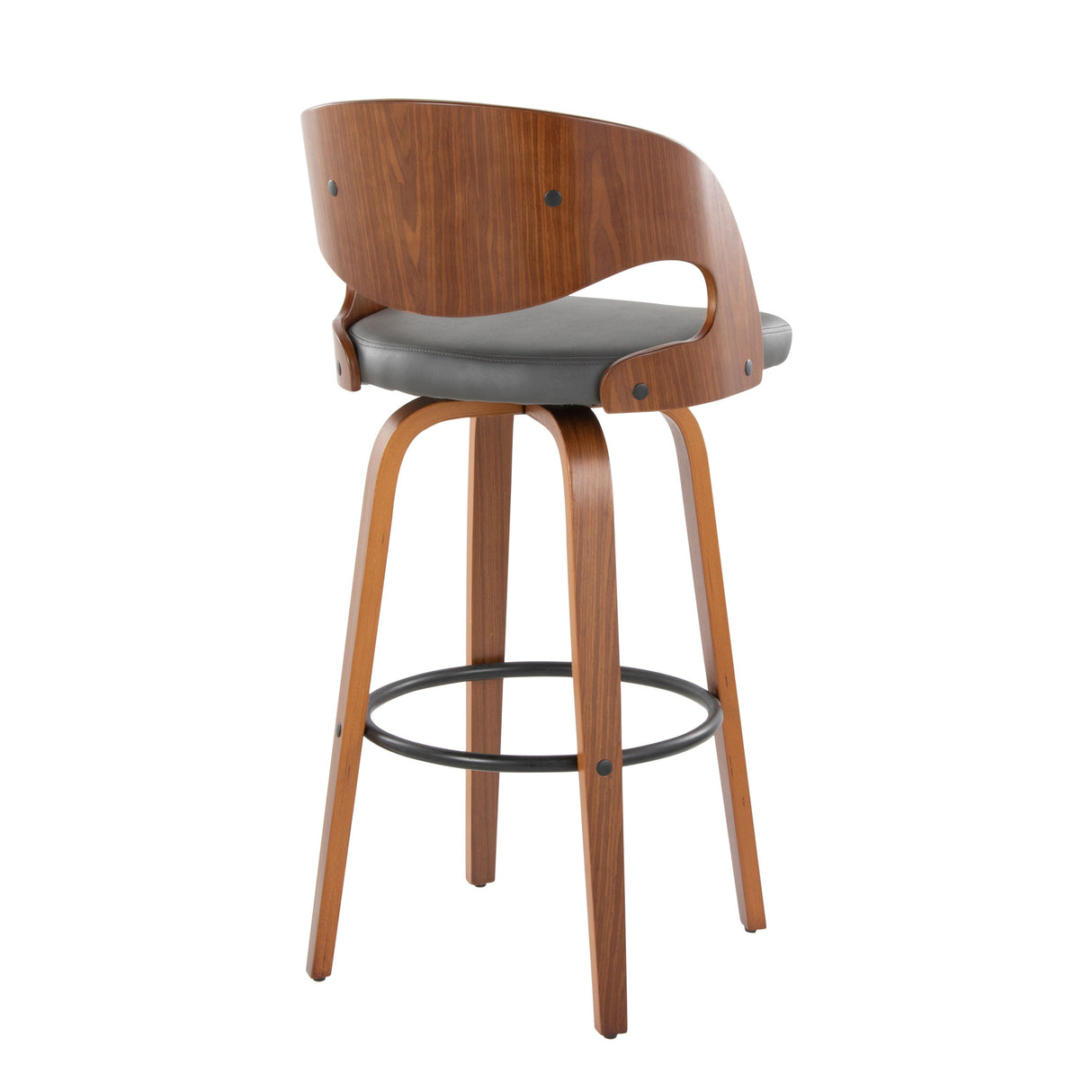 Pino - Mid Century Modern Fixed Height Barstool With Swivel & Round Footrest (Set of 2)