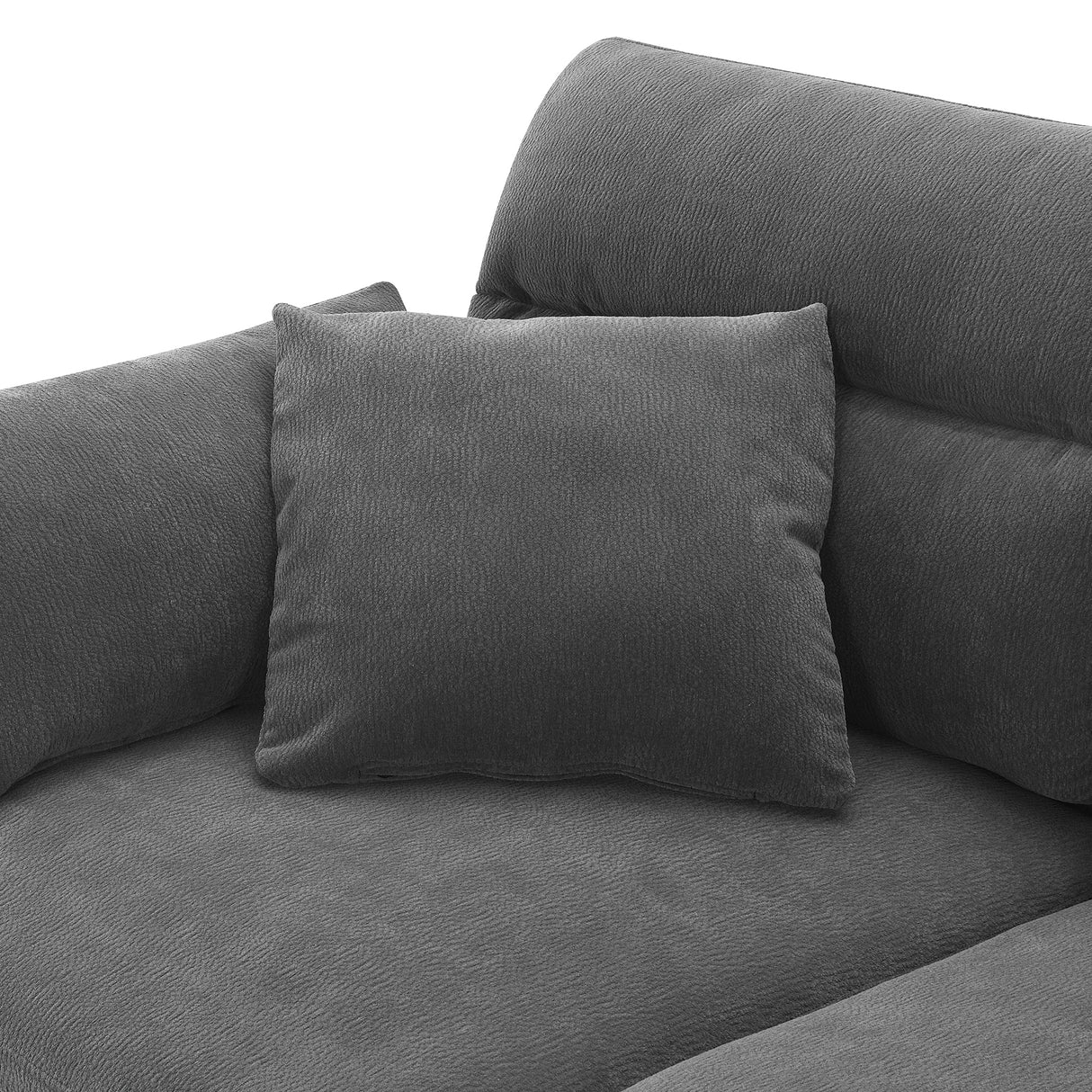 Modern  Sectional Sofa with Pillows and Ottoman - Gray