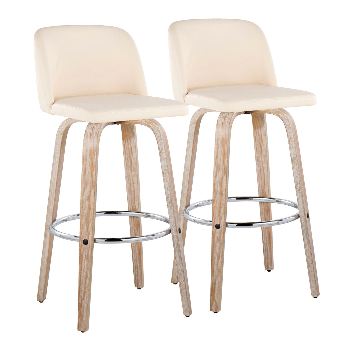 Toriano - Contemporary Fixed Height Barstool With Swivel & Round Footrest (Set of 2)