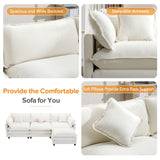 112.2" Chenille Upholstered Sofa with Ottoman and 5 Pillows - Off White