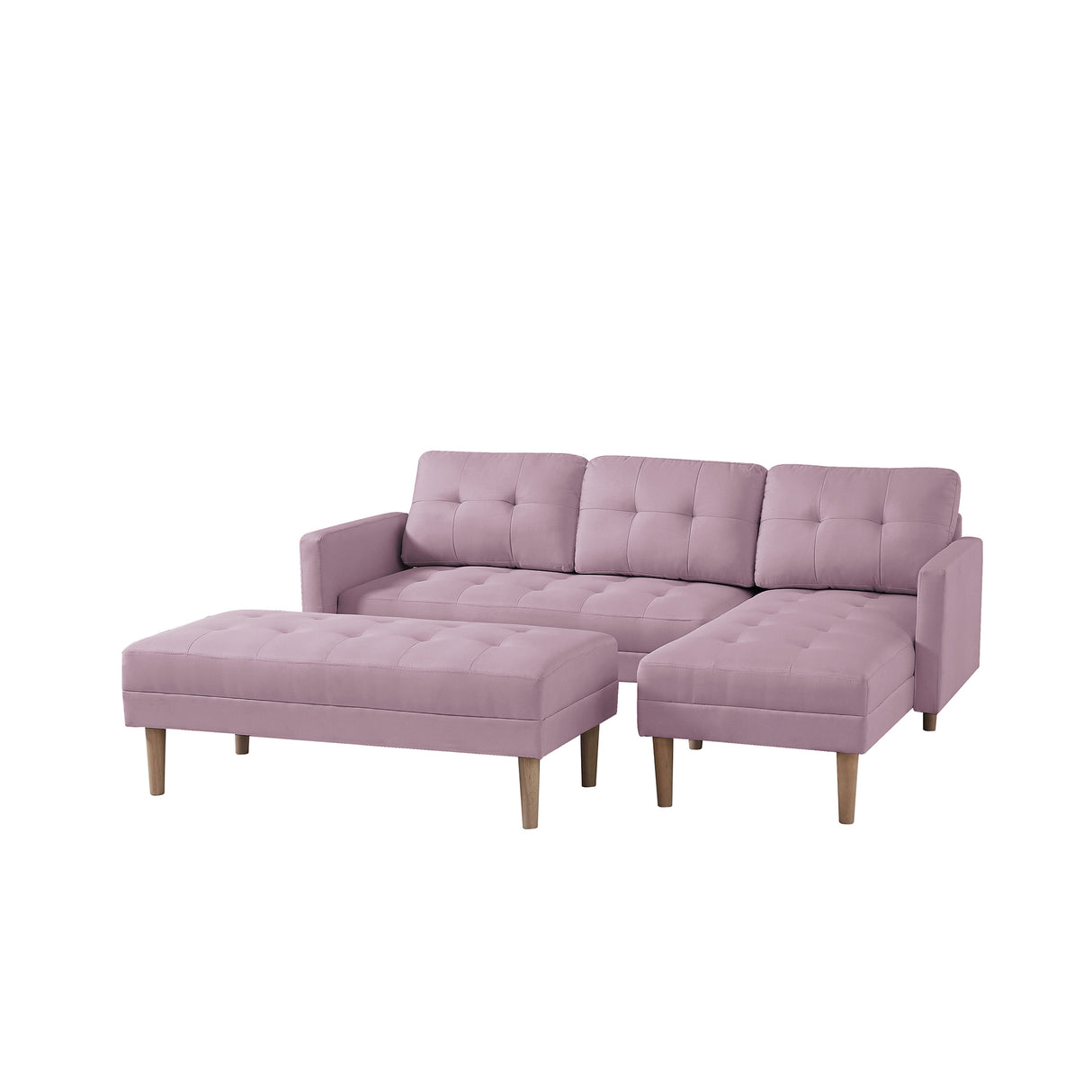 Sofa Chaise with Ottoman - Pink