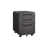 3 Drawer Mobile File Cabinet Under Desk Office, Simple Style Versatile Storage Cabinet For Legal / Letter / A4 Files, 5 Wheel Design Anti-Tilting Cold Rolled Steel Waterproof Moisture-Proof