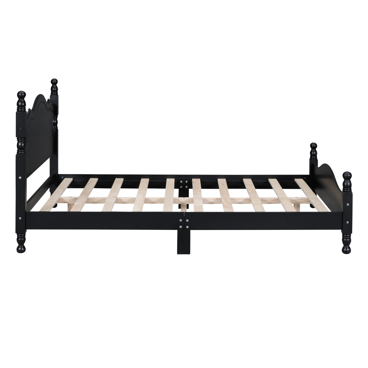 Full Size Wood Platform Bed With Slat Support, Black