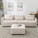 113.3" Modular Sectional Sofa with Ottoman and USB and USB-C Ports - Beige