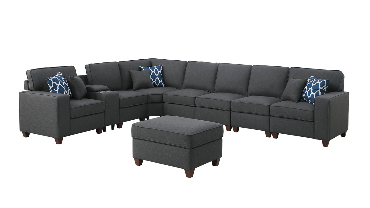 Hannah - Sectional Sofa With Ottoman - Dark Gray