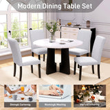 5-Piece Faux Marble Round Dining Table set