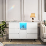 Accent Cabinet With Storage With LED Light - White