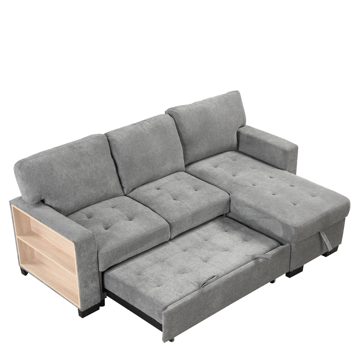 Sleeper Sofa Chaise with Storage  and USB Charger - Gray