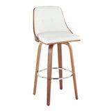 Gianna - Mid Century Modern Fixed Height Barstool With Swivel With Round Footrest (Set of 2)