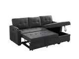 Mabel - Woven Fabric Sleeper Sofa With Cupholder, USB Charging Port nd Pocket - Dark Gray