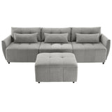 113.3" Modular Sectional Sofa with Ottoman, USB and USB-C Ports, Gray