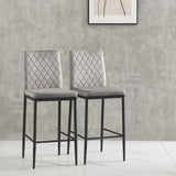 Velvet Modern Bar Chair With Metal Legs (Set of 2) - Light Gray