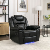 Manual Recliner Chair, Led Light Strip - Black