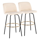 Toriano - Contemporary Fixed Height, Barstool With Swivel & Round Footrest (Set of 2)