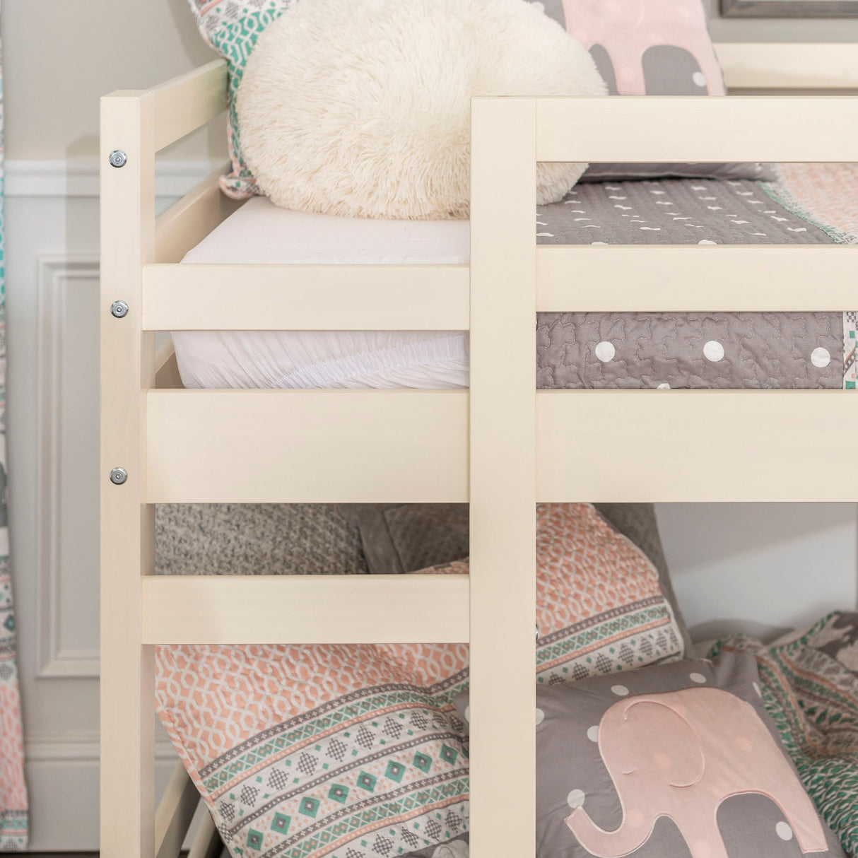 Classic Solid Wood Stackable Twin Over Twin Bunk Bed Frame - White