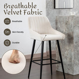 Elegant Lifestyle Modern Bar Stools, Velvet Upholstered Barstools With Back (Set of 2) Bar Chairs For Kitchen Living Room