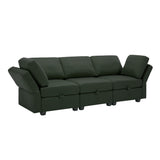 3 Piece Living Room Set With Storage including Sofa, Love Seat and Chair - Green