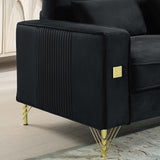 Velvet Sofa With Pillows And Gold Finish Metal Leg For Living Room