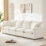 Modern Chenille  Modular Sofa with 2 Pillows - White