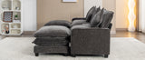 112.6" Chenille Upholstered Sofa with Two Ottomans, Two USB Ports, Two Cup Holders and Large Storage Box -Dark Gray