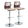 Folia - Mid Century Modern Adjustable Barstool & Swivel With Rounded T Footrest (Set of 2)