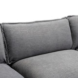 112.2" Chenille Upholstered Sofa with Ottoman and 5 Pillows - Gray