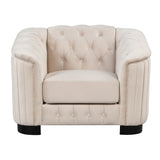 Modern 3-Piece Velvet Upholstered Living Room Set Including Sofa, Love Seat and Chair, Beige