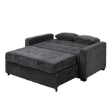 66.5" Upholstered Loveseat With Pull Out Bed, Two Throw Pillows, Dual USB Charging Port and Adjustable Backrest - Black