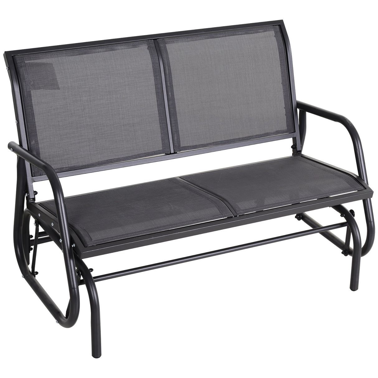 Outsunny - 2 Person Outdoor Glider Bench With Powder Coated Steel Frame For Backyard Garden Porch - Gray